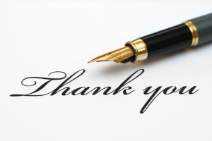 Close up of fountain pen on thank you